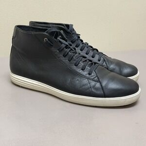 COLE HAAN Grand Crosscourt Men 11 M Black‎ Leather High Top Sneaker Boots Lace